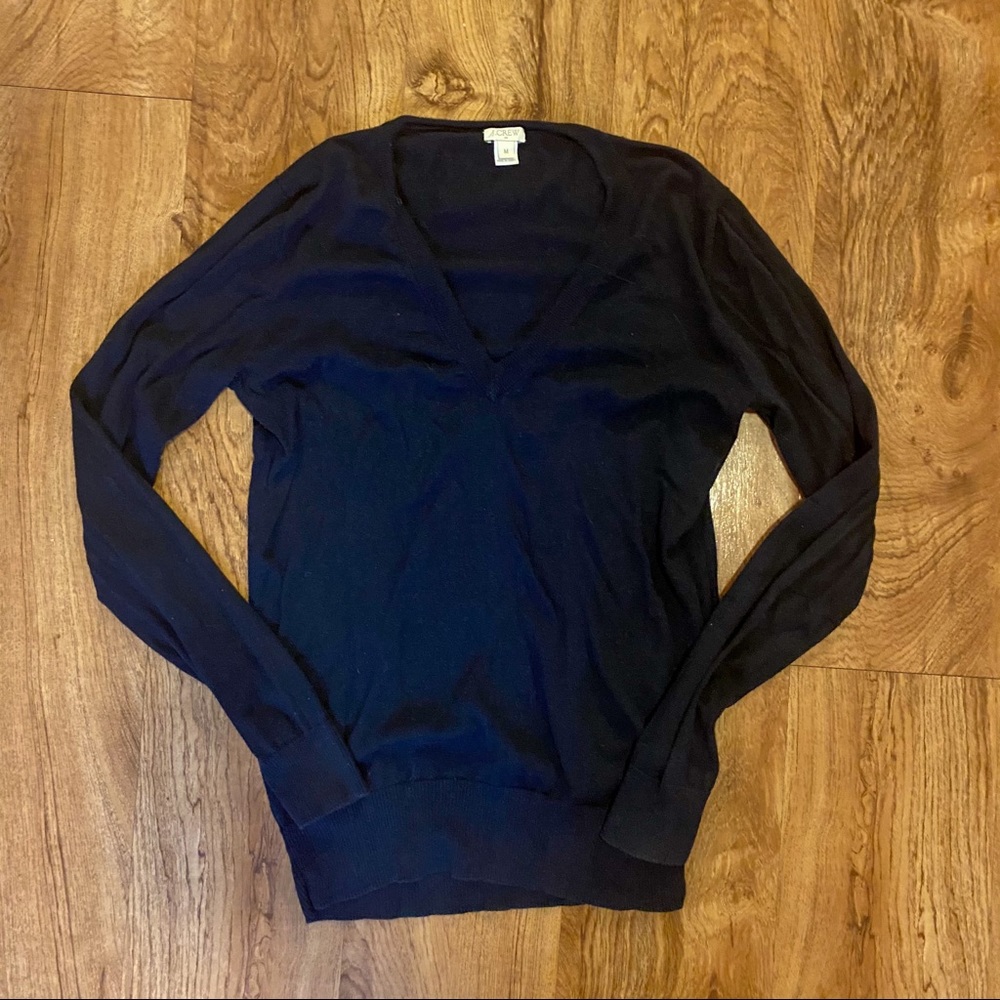 J. Crew Navy V-Neck Sweater, Medium